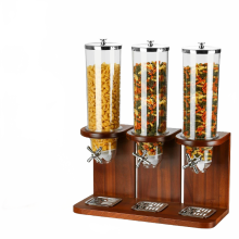 Dubbele haver- en graandispenser met houten standaard - I voor buffetten en commercieel gebruik