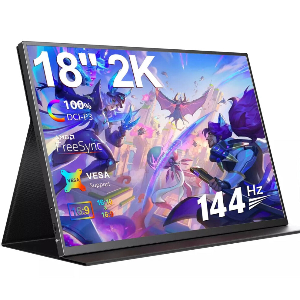 Uperfect 18-Inch 2K Qhd Portable Gaming Monitor - 100% Dci-P3, 144Hz Freesync, Hdr Compatible With Steam Deck, Switch, Ps4/5, Xbox 7445034614619