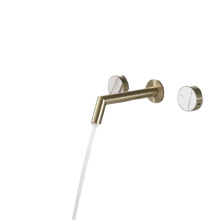 Elegant Dual Handle Brass Wall-Mounted Bathroom Sink Faucet