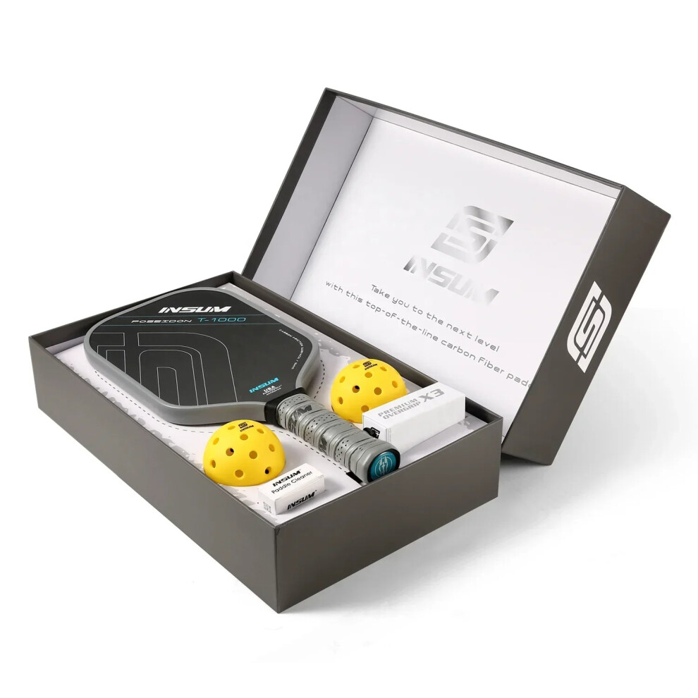Elite Carbon Fiber Pickleball Paddle With Diamond Thermoformed Design & Protective Cover 705353056192