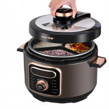 Premium 5L Stainless Steel Pressure Cooker with 3-Compartment Inner Liner, 220V