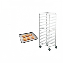 Aluminum 20-Tier Bun Pan Rack with Wheels - Commercial Bakery & Kitchen Trolley