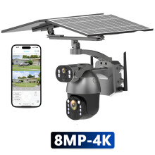 4G SIM 4K Outdoor Solar Camera with 50x Zoom, Dual Screen, PTZ, Motion Detection, and Waterproof WiFi Security IP Cam