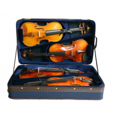 Premium Blue Wooden Violin Case for 4-Piece Violins - 4.44kg