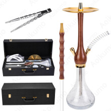 Deluxe Wooden Suitcase Hookah Set with Stainless Steel Accessories for Bar & KTV
