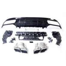 Mercedes-Benz C-Class W205 AMG C63 Style Rear Bumper Diffuser Spoiler Lip & Exhaust Muffler Tip (2015-2021)