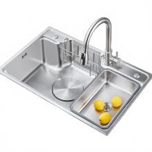 Contemporary Japanese 3D Flat Nano Stainless Steel Kitchen Sink - Large Single Slot Design