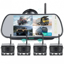 GreenYi 7-inch draadloze DVR-spiegelmonitor met IPS-scherm, 720p nachtzicht, wifi-achteruitrijcamera voor bus, auto en vrachtwagen