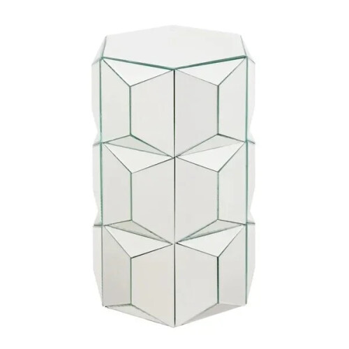 Elegant Multi-Faceted Mirrored Side Table for Living Room Décor