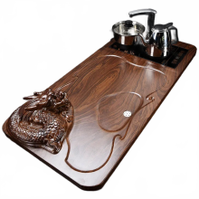Elegant Solid Wood Tea Tray with Drainage & Water Storage - Kung Fu Tea Set with Drawer for Chinese Tea Room Ceremony