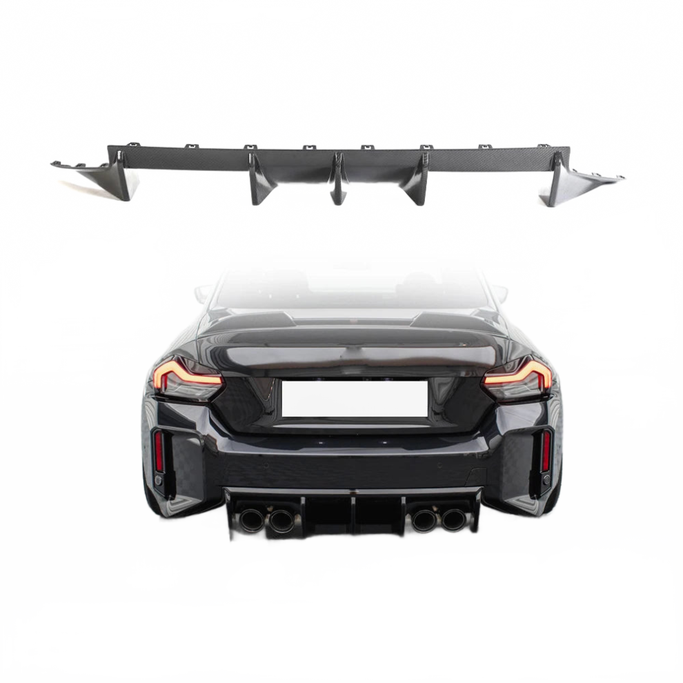 Bmw 2 Series G87 M2 Coupe Carbon Fiber Rear Bumper Diffuser Lip Bodykit With 3 Fins (2022-2024) 7445048649683
