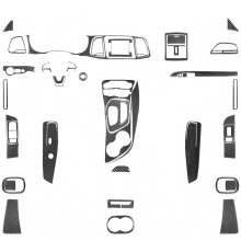 Dodge Challenger 2015-2020 koolstofvezel interieur accessoires set: versnellingspook, luchtuitlaat, raamlift, dashboardstickers