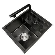 Sleek Black 304 Stainless Steel Mini Hidden Kitchen Sink - I for Bars and Compact Spaces