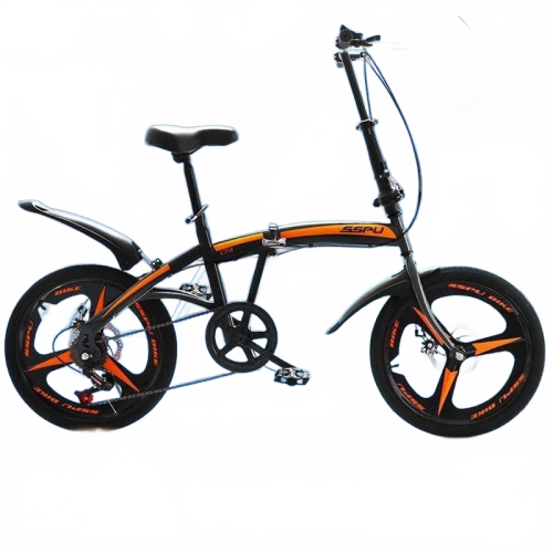 Compact Dual Disc Brake Bicycle with High Carbon Steel Folding Frame - Lightweight, Variable Speed, Unisex Design for Students