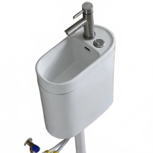 All-in-One Ceramic Bathroom Solution: Integrated Water Tank, Wash Basin Faucet, Toilet Potty Chair, and Squat Toilet with Flushing Cistern