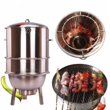 Stainless Steel Smokeless Hanging Charcoal BBQ Grill - Round Outdoor Barbecue Oven for Home Use