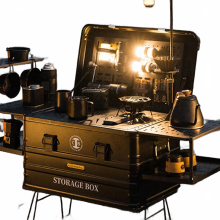 Portable Aluminum Camping Case: Beach, Coffee, Fishing, BBQ & Picnic Essentials Set