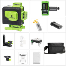 Huepar 4D 16-Line Green Beam Laser Level with Remote Control and Li-Ion Battery for Tile and Floor Precision