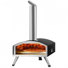 12-Inch Portable Outdoor Oven: Dual Pellet & Charcoal-Fired Stainless Steel Grill with Pizza Stone