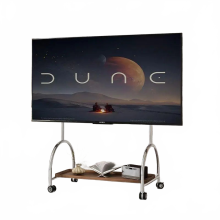 Height Adjustable Mobile TV Cart with Brake - Stainless Steel LCD Display Stand with Screen Mounts