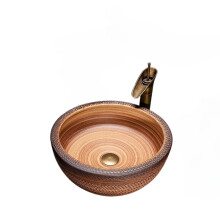 Handcrafted Retro Ceramic Washbasin with Intricate Knife Pattern - Perfect for Stylish Bathrooms