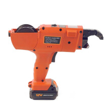 Handheld Automatic Rebar Tying Machine - 12V Electric Steel Strapping Tool with Dual Batteries (8-34mm) - Blue/Orange