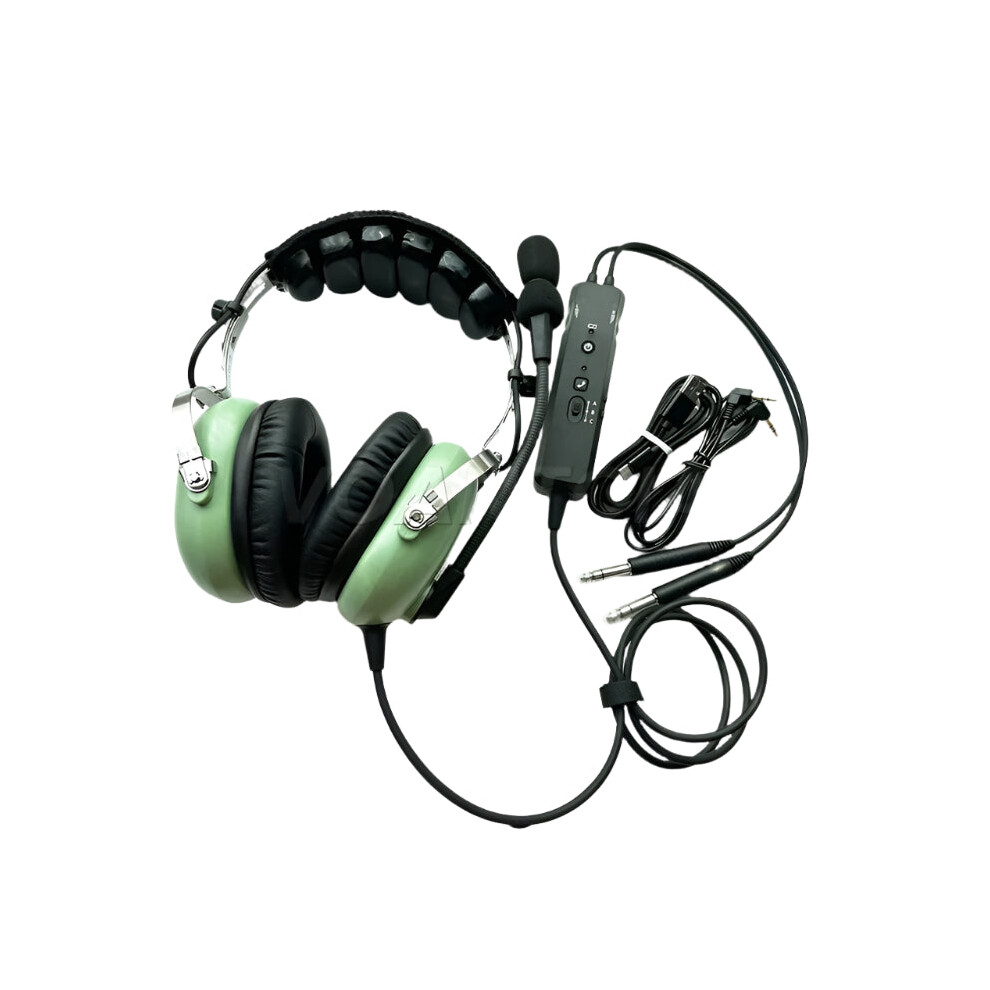 Green Aviation Headset With Superior Active Noise Reduction For Pilots 313115122186
