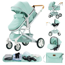Luxurious 3-in-1 Portable Baby Stroller with High Landscape Aluminum Frame - Foldable Pram for Newborns and Infants