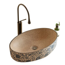 Elegant Oval Countertop Basin - Modern Chinese Style Washbasin for Balcony or Bathroom
