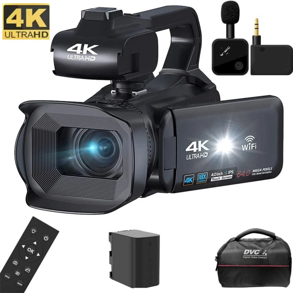 Ultra Hd 4K 60Fps Outdoor Camera With 64Mp Sensor, Youtube Live Streaming, 4.0 Touch Screen, Vlog Recorder With 18X Zoom 744110339376