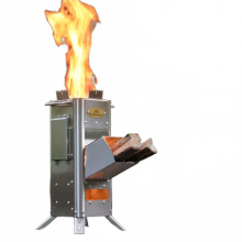 Compact Stainless Steel Folding Rocket Stove for Outdoor Cooking and Heating