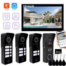 Tuya WiFi 10-Inch Monitor Wired Video Door Phone Intercom System with 1080p Video Doorbell for Multi-Unit Apartments