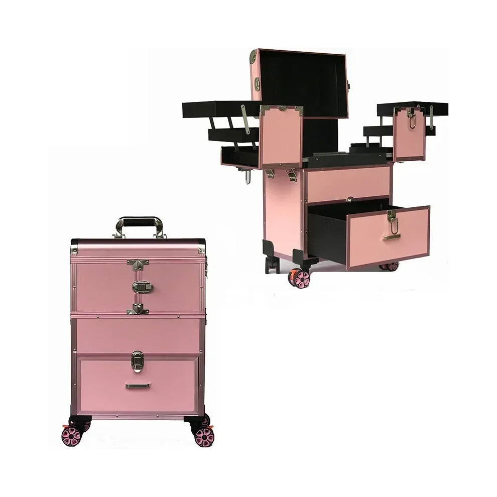 Spacious Multi-Layer Trolley Makeup Case & Nail Organizer - Large Capacity,  (37x23x58cm)