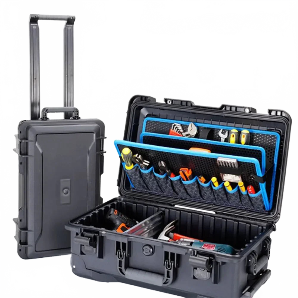 Heavy-Duty Rolling Tool Chest With Trolley Pocket For Electricians Â Waterproof Outdoor Hard Case With Wheels & Organizer Compartments 313048060074