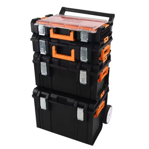 Mobile Workshop Toolbox: Stackable Wheeled Plastic Tool Locker Trolley