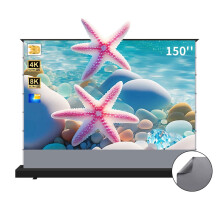 150-Inch Electric ALR CLR Rollable Floor-Rising Projector Screen - Grey Crystal, Ambient Light Rejecting, HD 3D 4K Long Throw