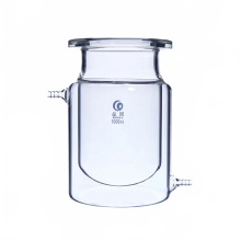 Double Layer Glass Jacketed Reaction Flask with Flat Bottom & 3/4 Open Mouth for Laboratory Use