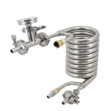 12ft Compact Stainless Steel Counterflow Wort Chiller with Inline Thermometer & Quick Disconnects
