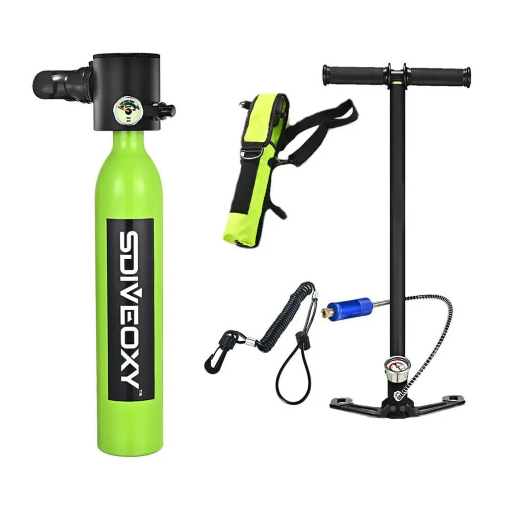 Compact 0.5L Scuba Diving Gear Set With Mini Oxygen Cylinder And Hand Pump For Underwater Breathing Training 726084803534