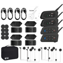 EJEAS V6 V4 Motorcycle Bluetooth Intercom Headset 3-Pack - 4 Riders, Simultaneous Talk, Duplex Communication, Waterproof