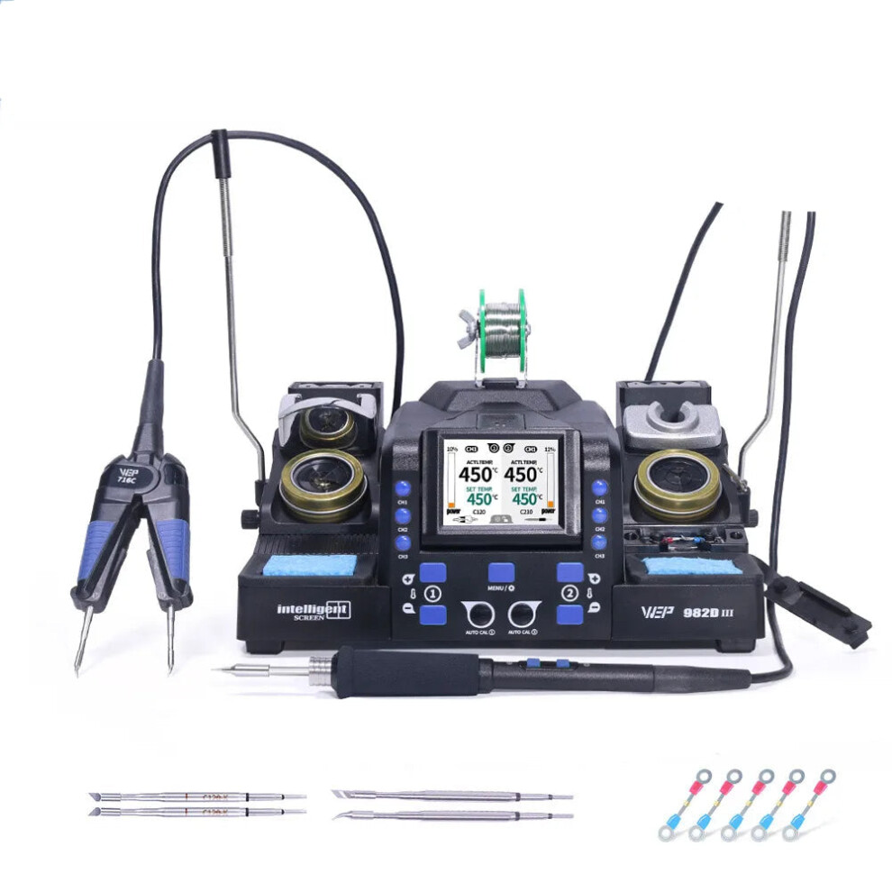 Wep 982D-I Precision Soldering Station With Tweezers - 4 Preset Channels & 2 C120 Is Cartridges For Micro Component Rework 313115862839