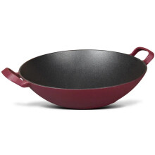 Premium Double Ear Cast Iron Wok - Non-Stick Chinese & Japanese Style Pig Iron Frying Pan