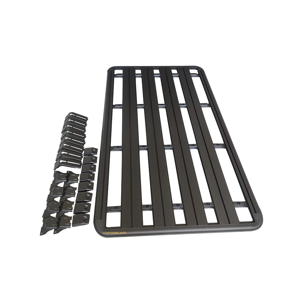 Universal Aluminum Roof Rack Basket - Flat Platform Luggage Carrier & Cross Bars Black 313100778763