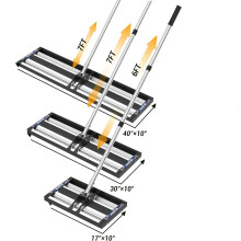 Heavy Duty Stainless Steel Lawn Leveling Rake with Aluminum Rollers, 17x10 Levelawn Tool, 70-Inch Extended Handle
