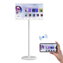 32-Inch Smart Mobile TV Stand with HD Touchscreen, USB, Wi-Fi, and Android Compatibility