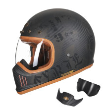 Retro Lightweight Carbon Fiber Full Face Motorcycle Helmet - DOT & ECE Approved