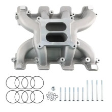 Holley 300-130 Dual Plane Intake & MSD 6014 Box - LS Carb Conversion Air Intake System for Automobiles