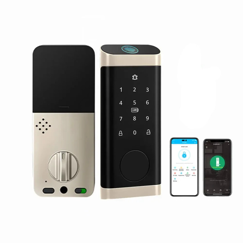 Zinc Alloy Smart Deadbolt With Fingerprint And Nfc Rfid Keyless Entry - Compatible With Tuya Ttlock App 7445023521553