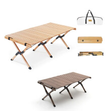 Compact Folding Wood Camping Table with Storage Bag - Multi-Functional Outdoor Picnic & Beach Table