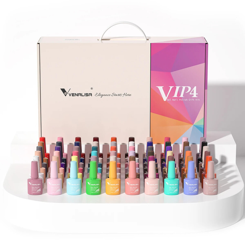 Venalisa 60-Color Gel Nail Polish Set - HEMA-Free, Soak-Off UV LED Varnish Kit with Base & Canni Topcoat